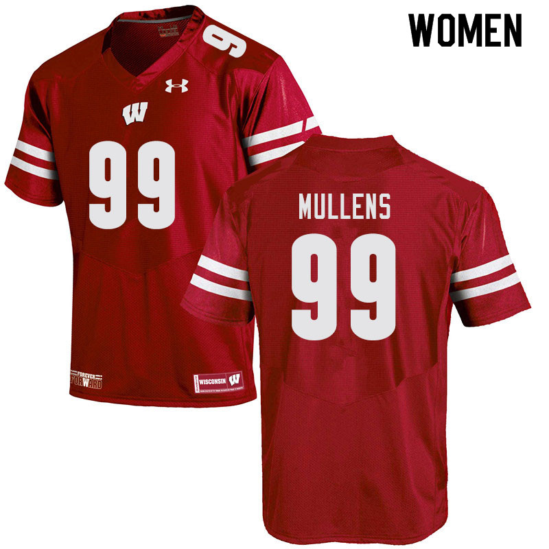 Wisconsin Badgers Women's #99 Isaiah Mullens NCAA Under Armour Authentic Red College Stitched Football Jersey EV40Q17MV